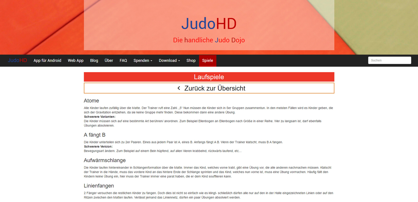 JudoHD.de Bewegungsspiele